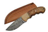 8" Walnut Handle Handmade Damascus Skinning Knife - Frontier Blades